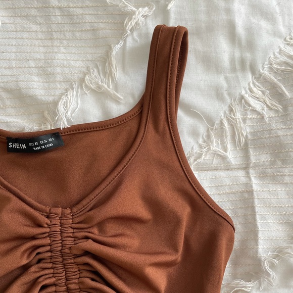 Brown Rutched Tank - Picture 2 of 4